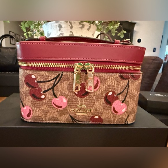 Coach Cosmetic Case In Signature Canvas With Cherry Print - Picture 1 of 10